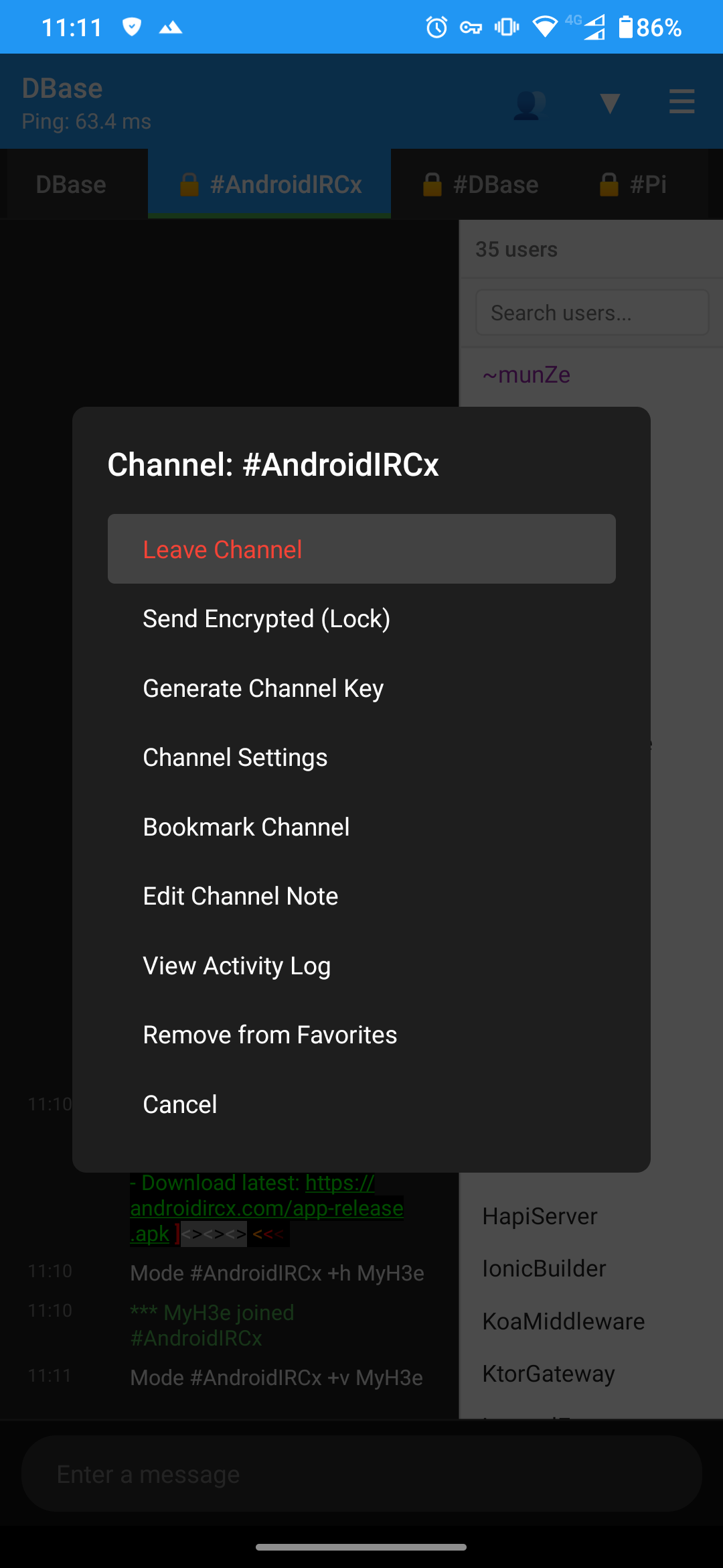 AndroidIRCx Screenshot 10